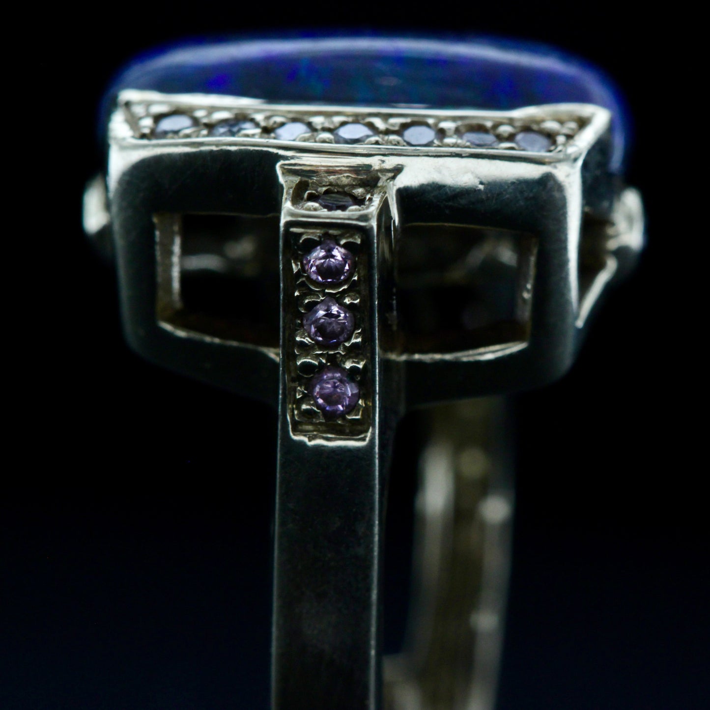 Lightning Ridge Black Opal, Diamond & Pink Sapphire Ring | 14ct Yellow Gold